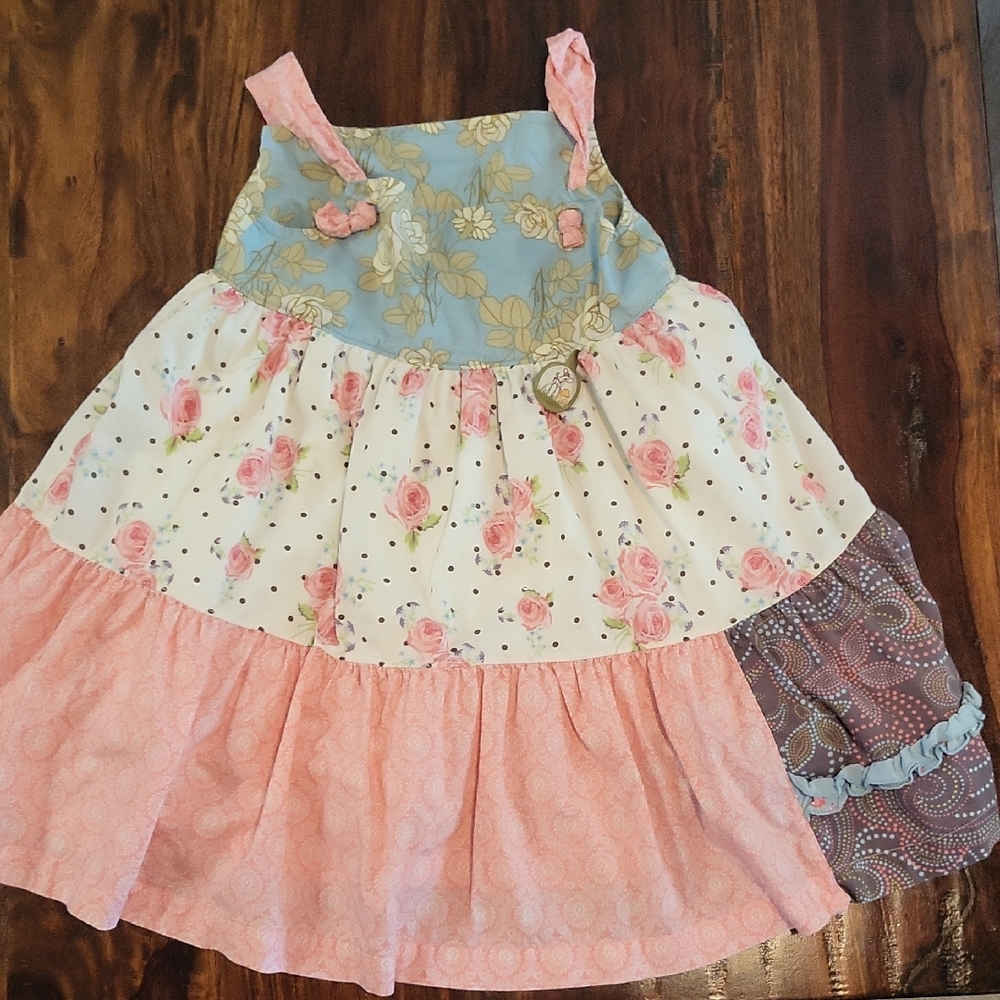 Matilda Jane Pink Ruffled Tiered Sundress Sz 4 Great Condition
